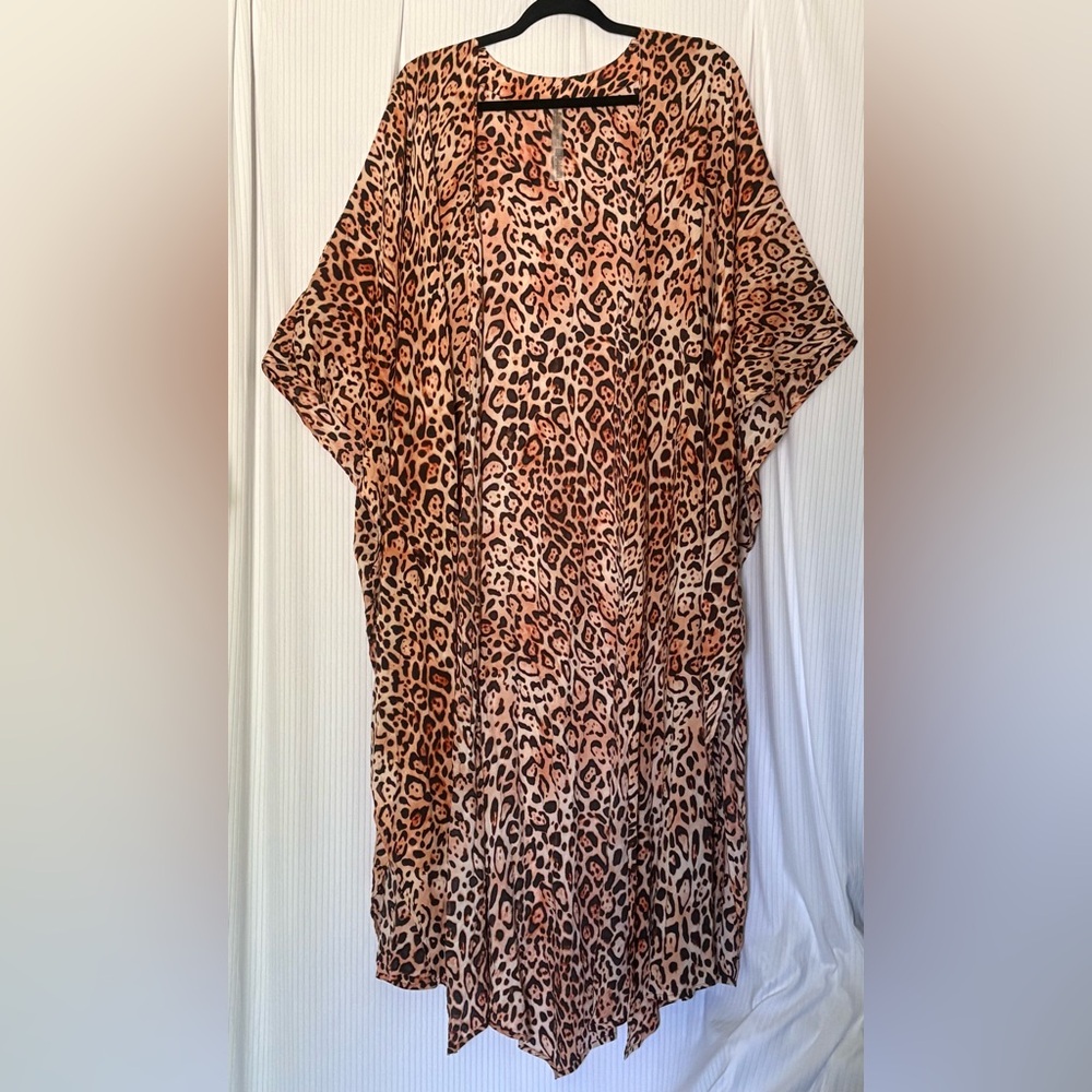 Victoria Secret Kimono Leopard Print Oversized Dramatic Long Length O/S